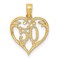 14K Gold 50 in Heart Charm Birthday Sports Pendant Jewerly 19mm x 14mm